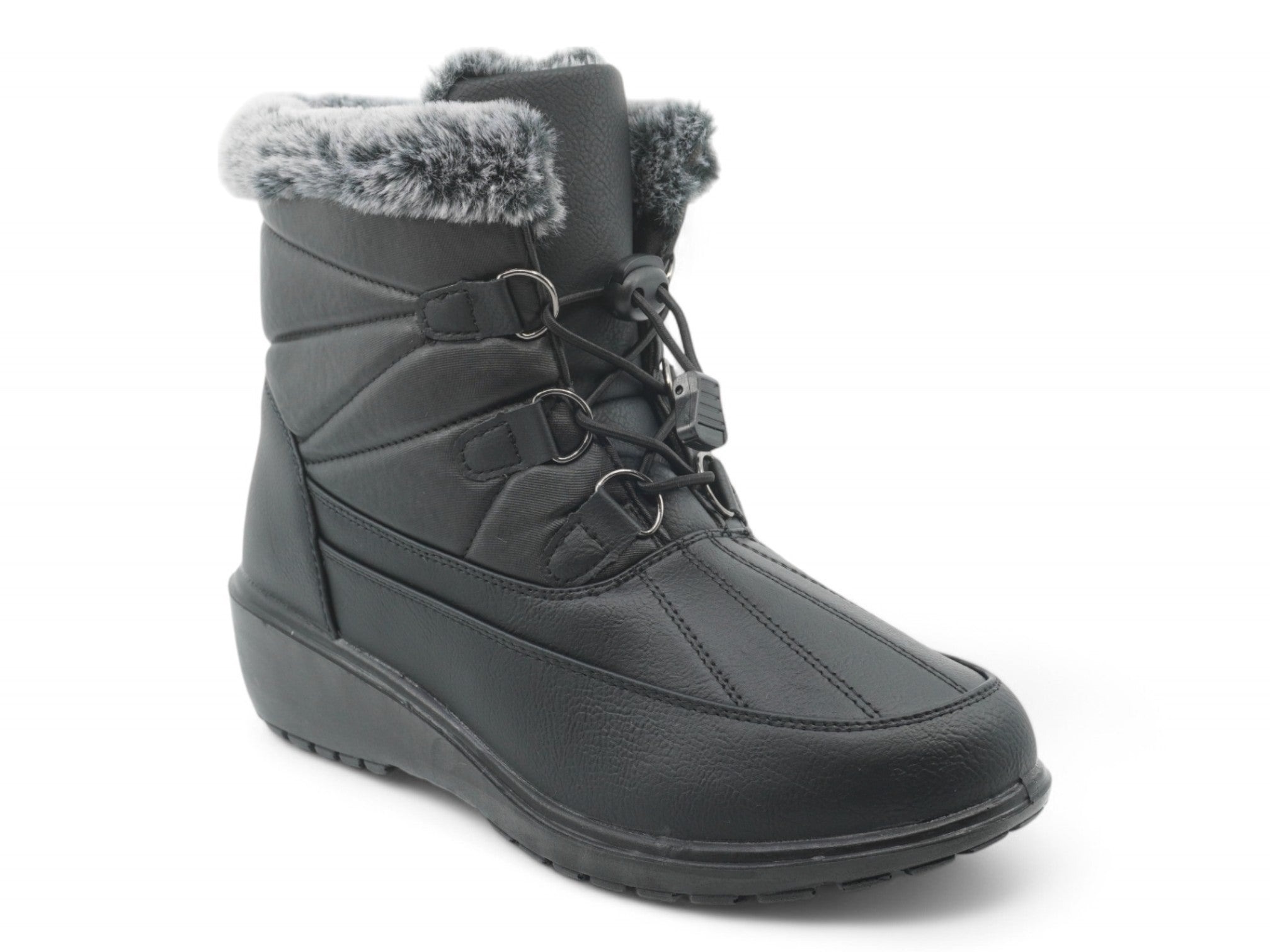 Women's Black Zig Zag Lycra Wide Width Boot