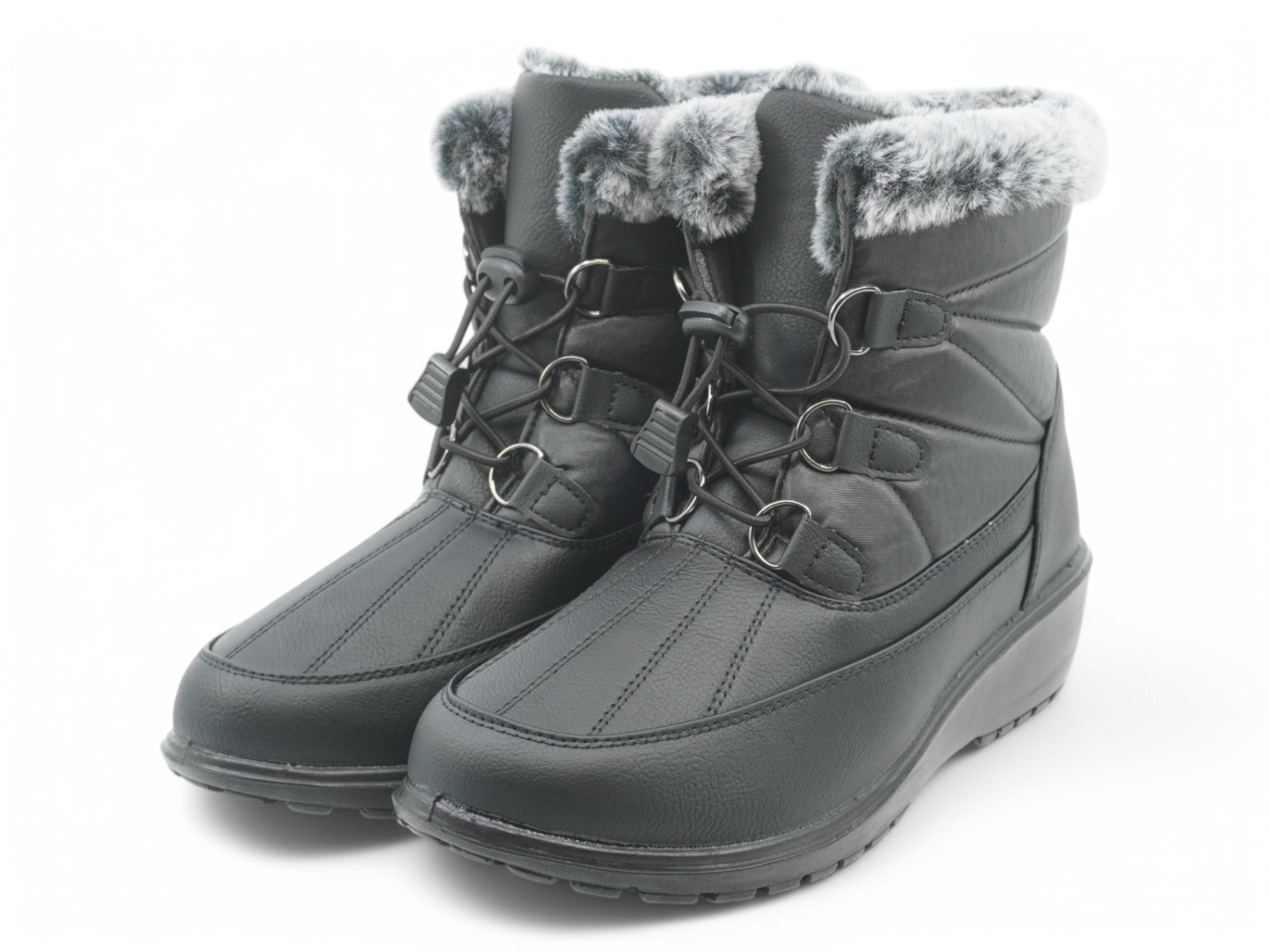 Women's Black Zig Zag Lycra Wide Width Boot