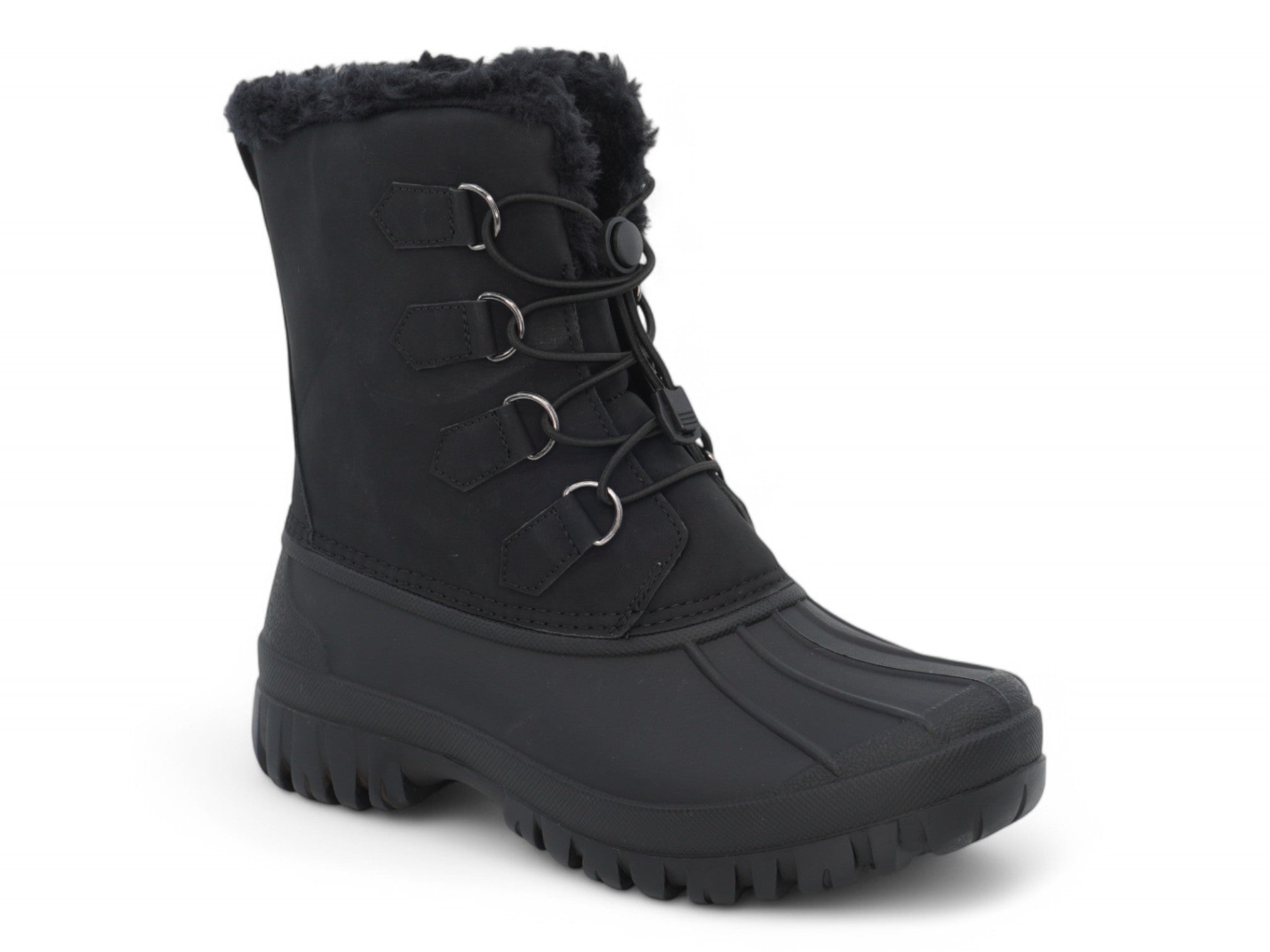 Women's Black Faux Suede Snow Boot