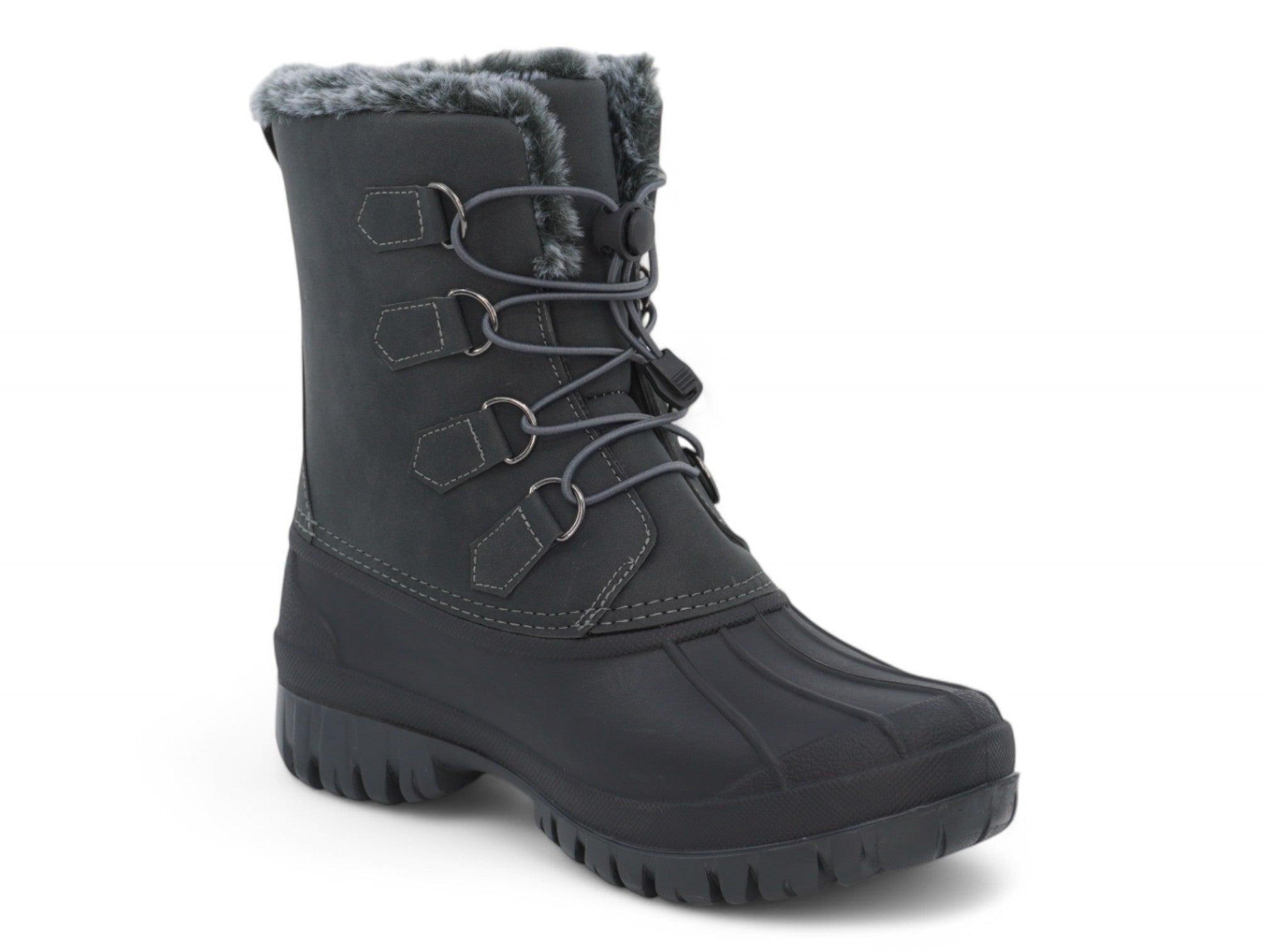 Women's Gray Faux Suede Snow Boot