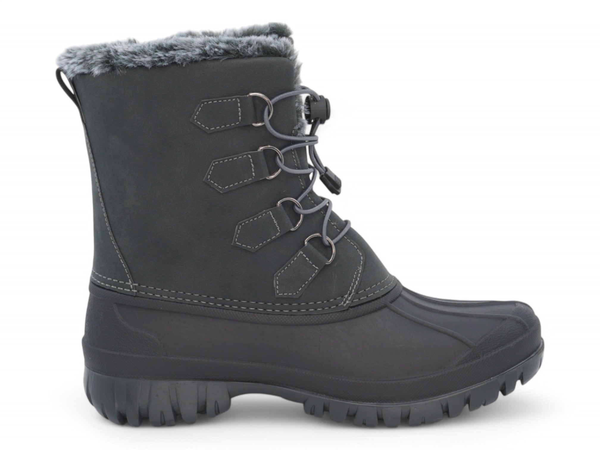 Women's Gray Faux Suede Snow Boot