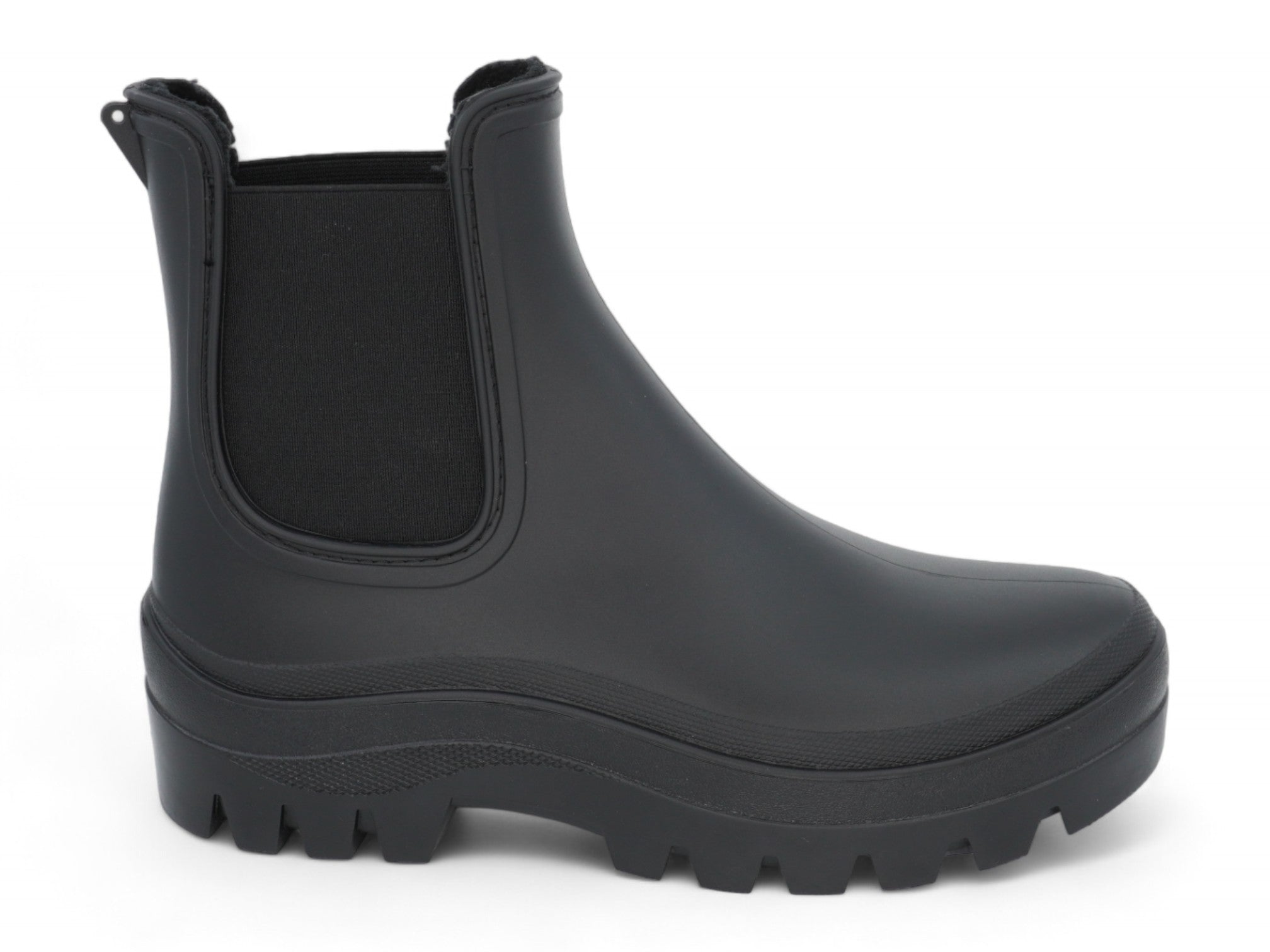 Women's Black Matte Platform Rain Boot