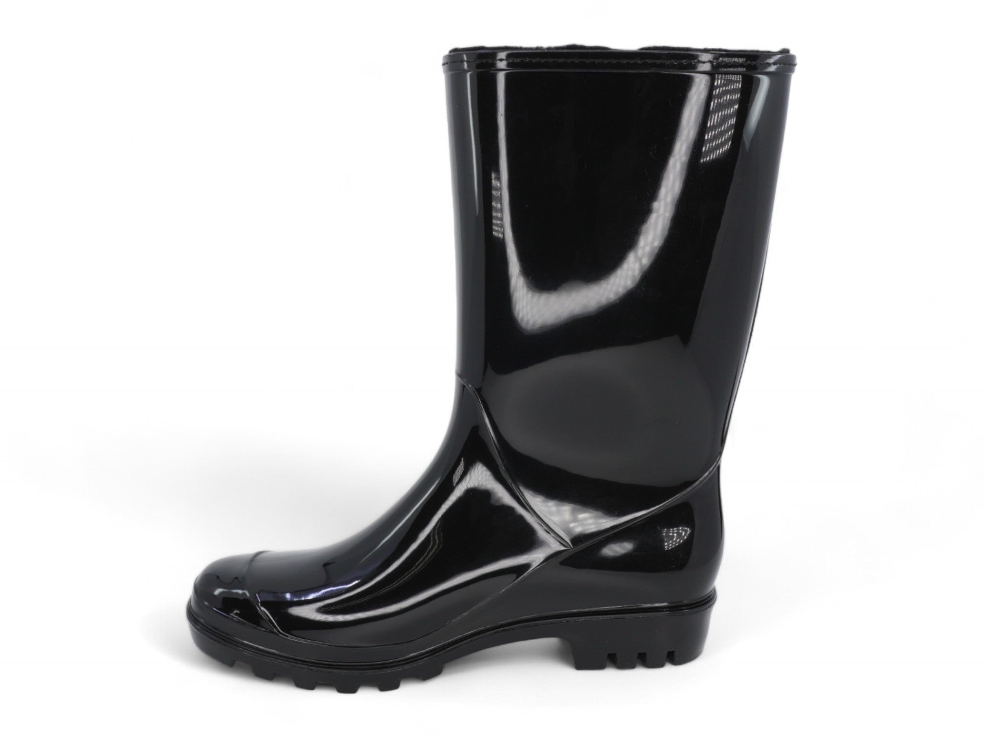 Women's Black Glossy Tall Rain Boot