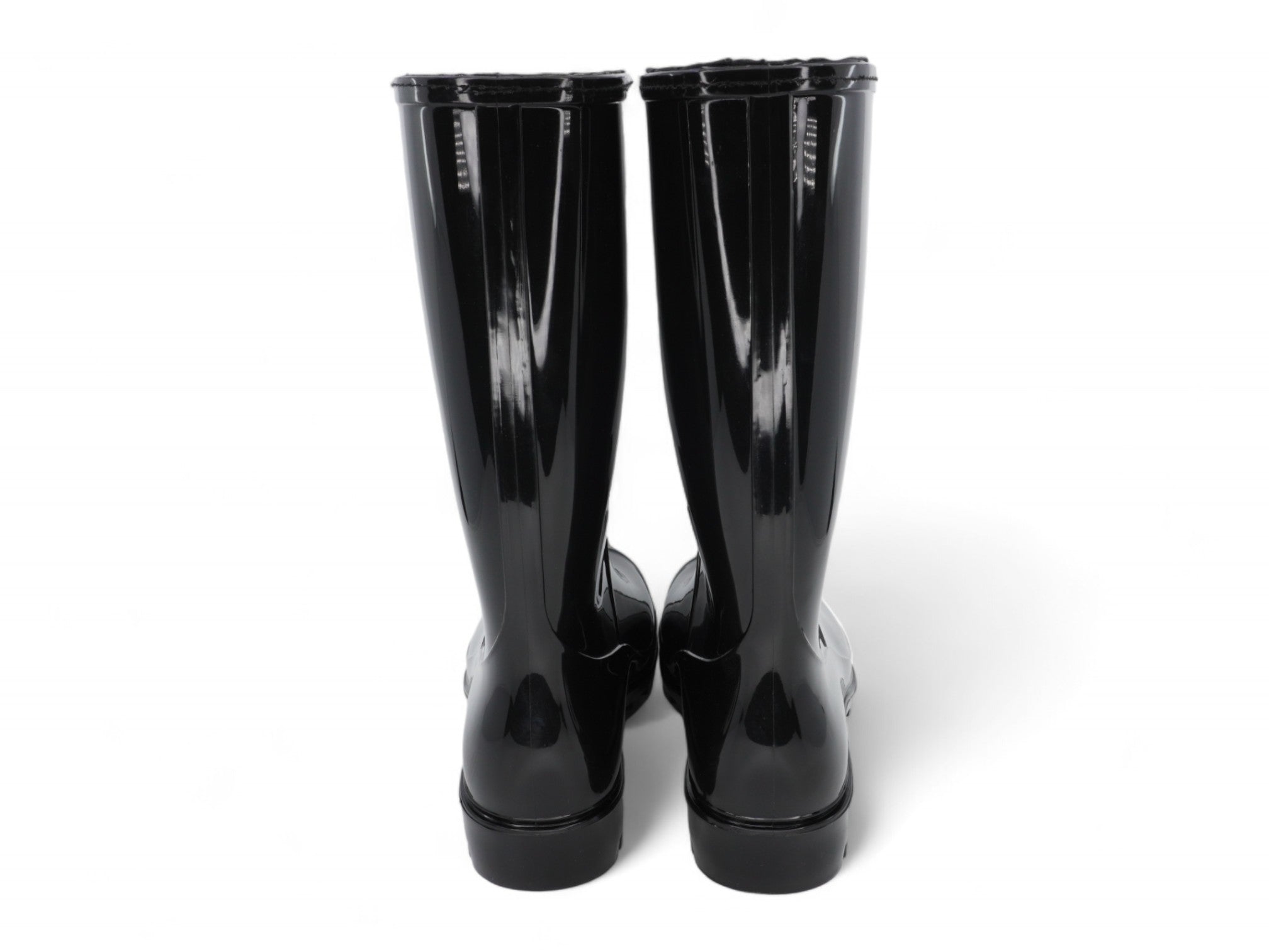 Women's Black Glossy Tall Rain Boot
