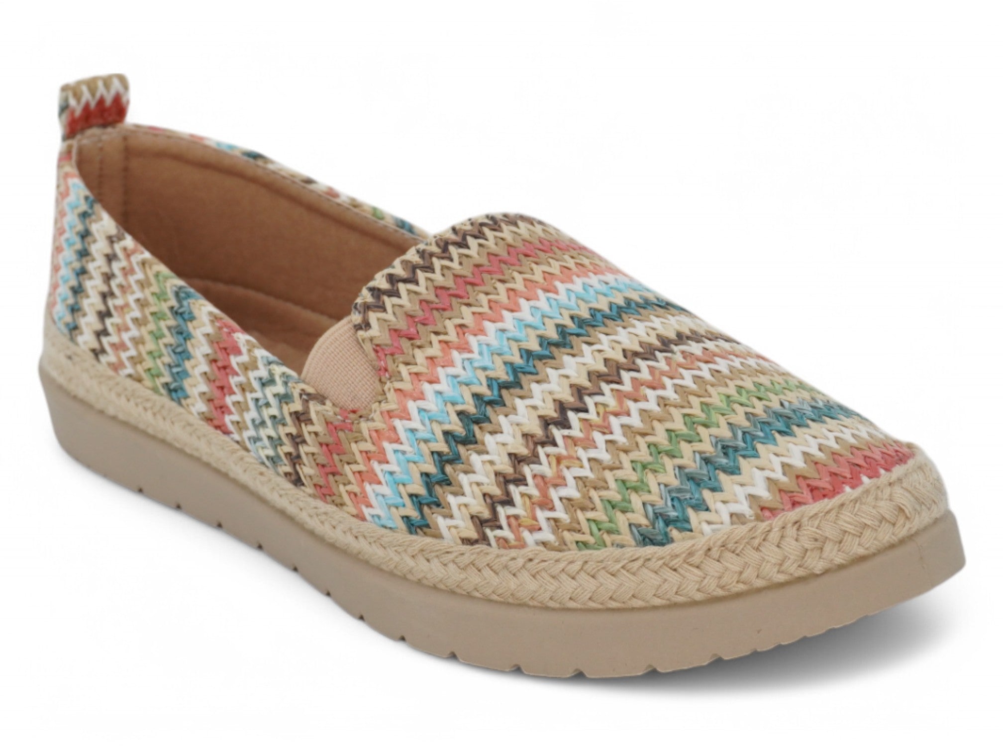 Women's Multicolor Straw Flat