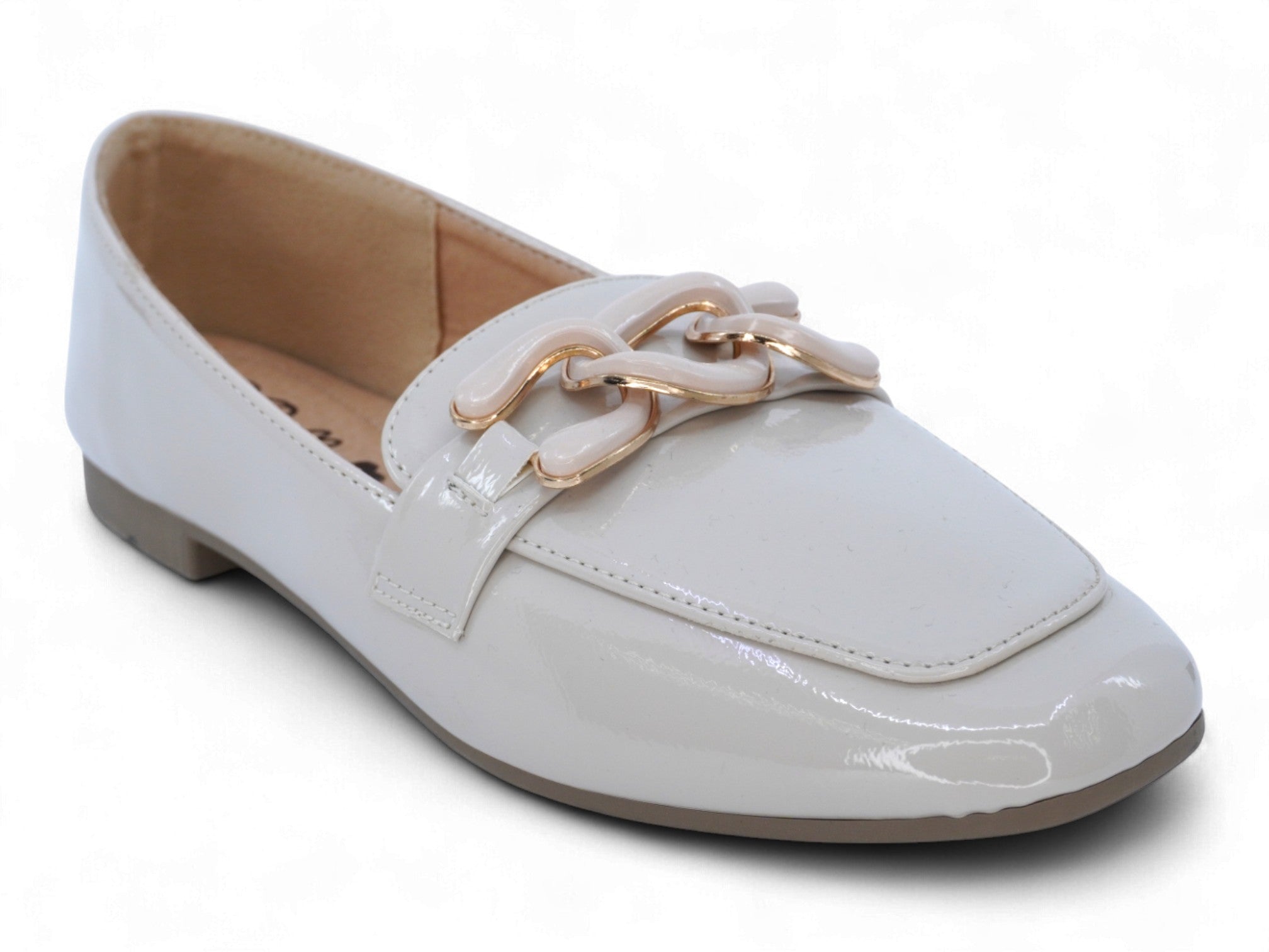 Women's Ivory Patent Demetra Flat