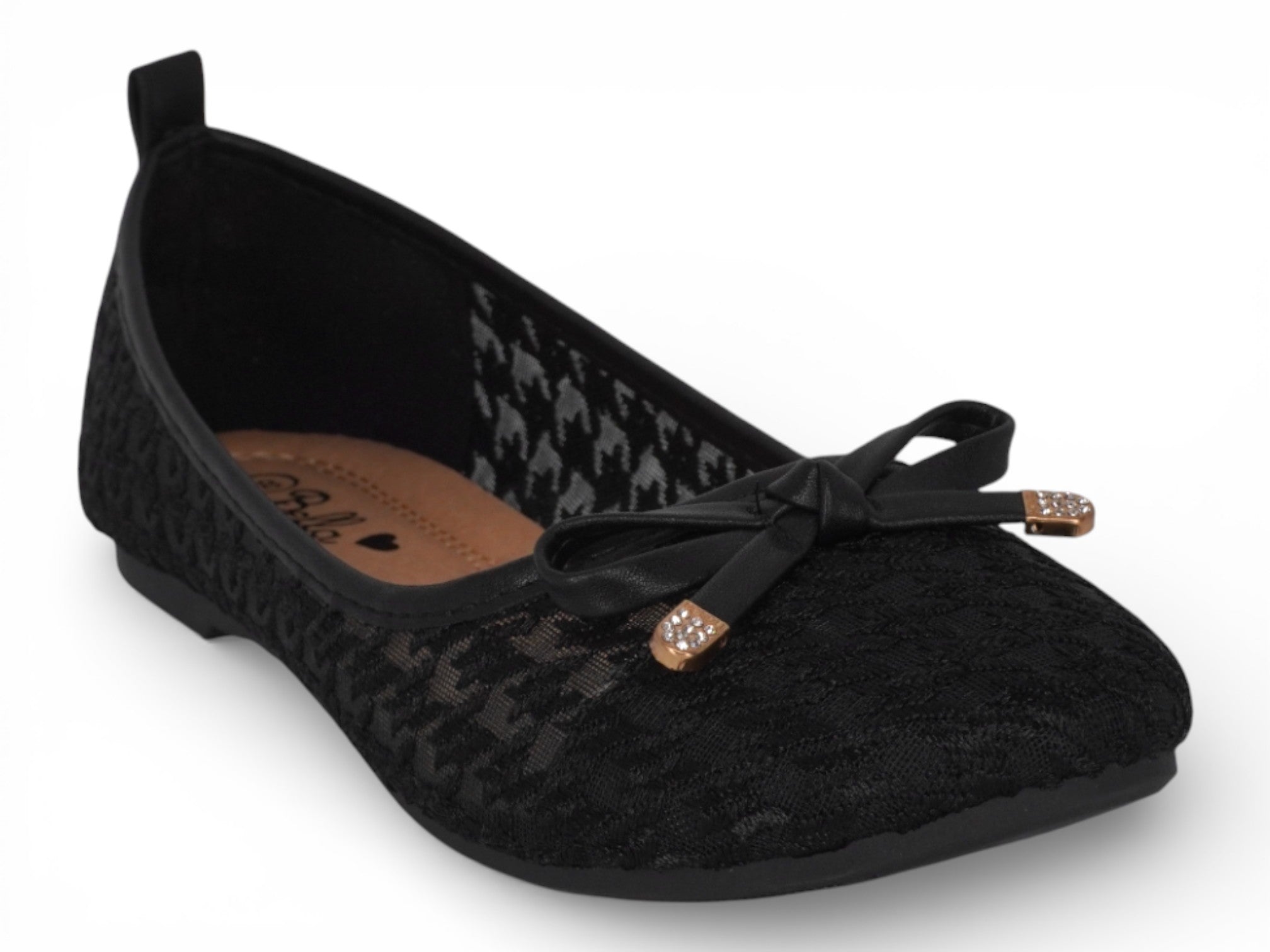Women's Black Houndstooth Ballerina Flat