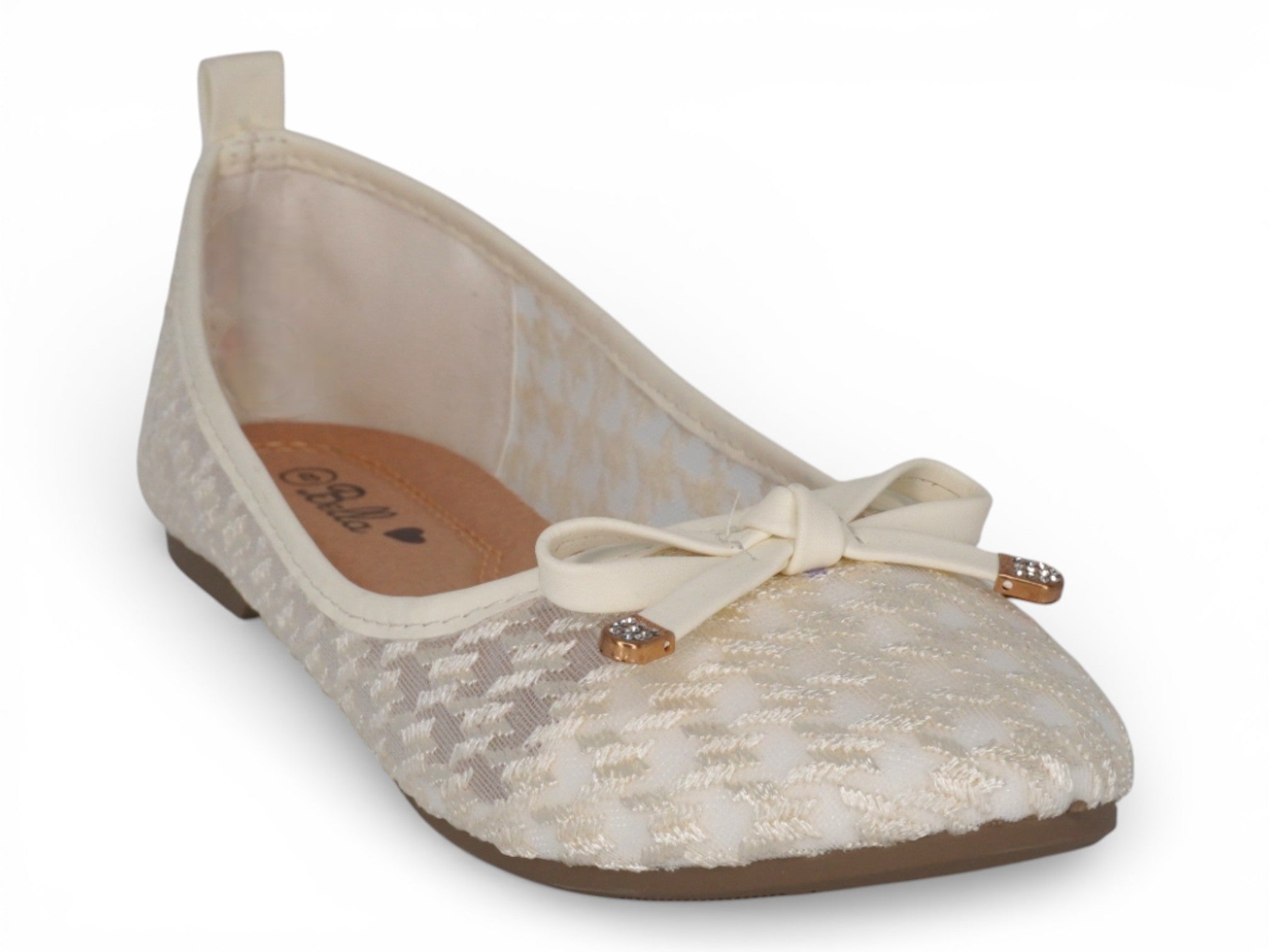 Women's Ivory Houndstooth Ballerina Flat