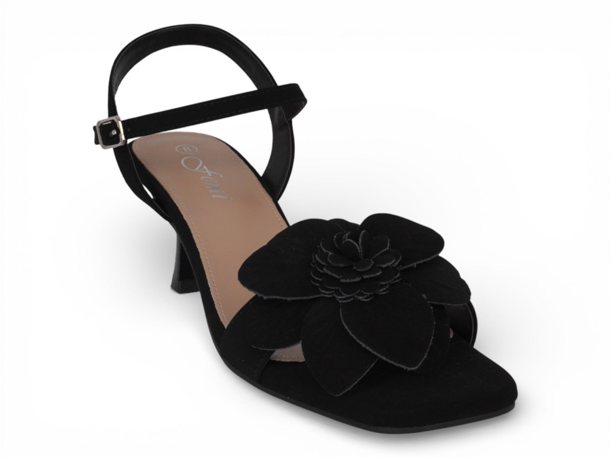 Women's Black Camellia Heel