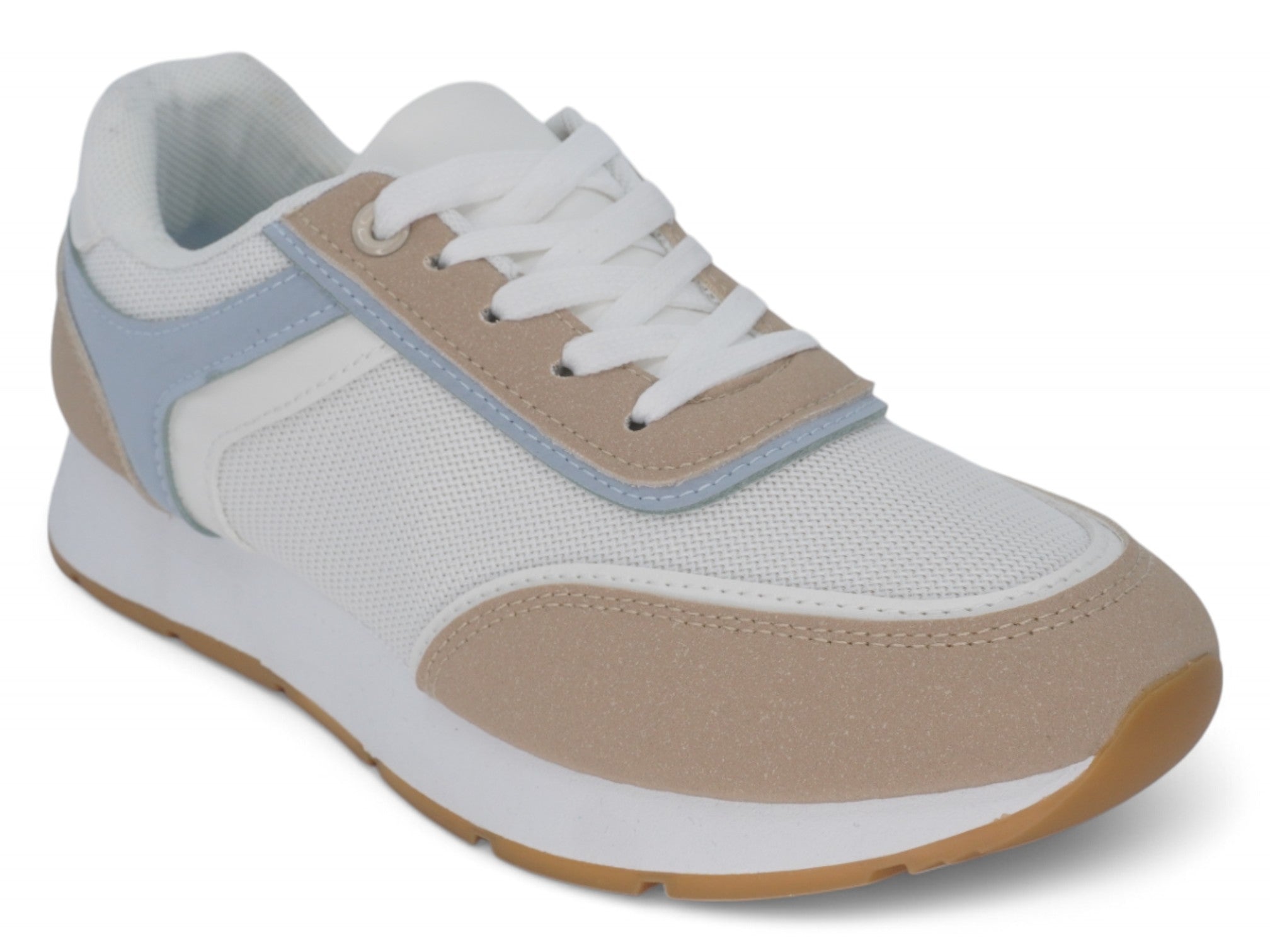 Women's White & Taupe Demi Sneaker