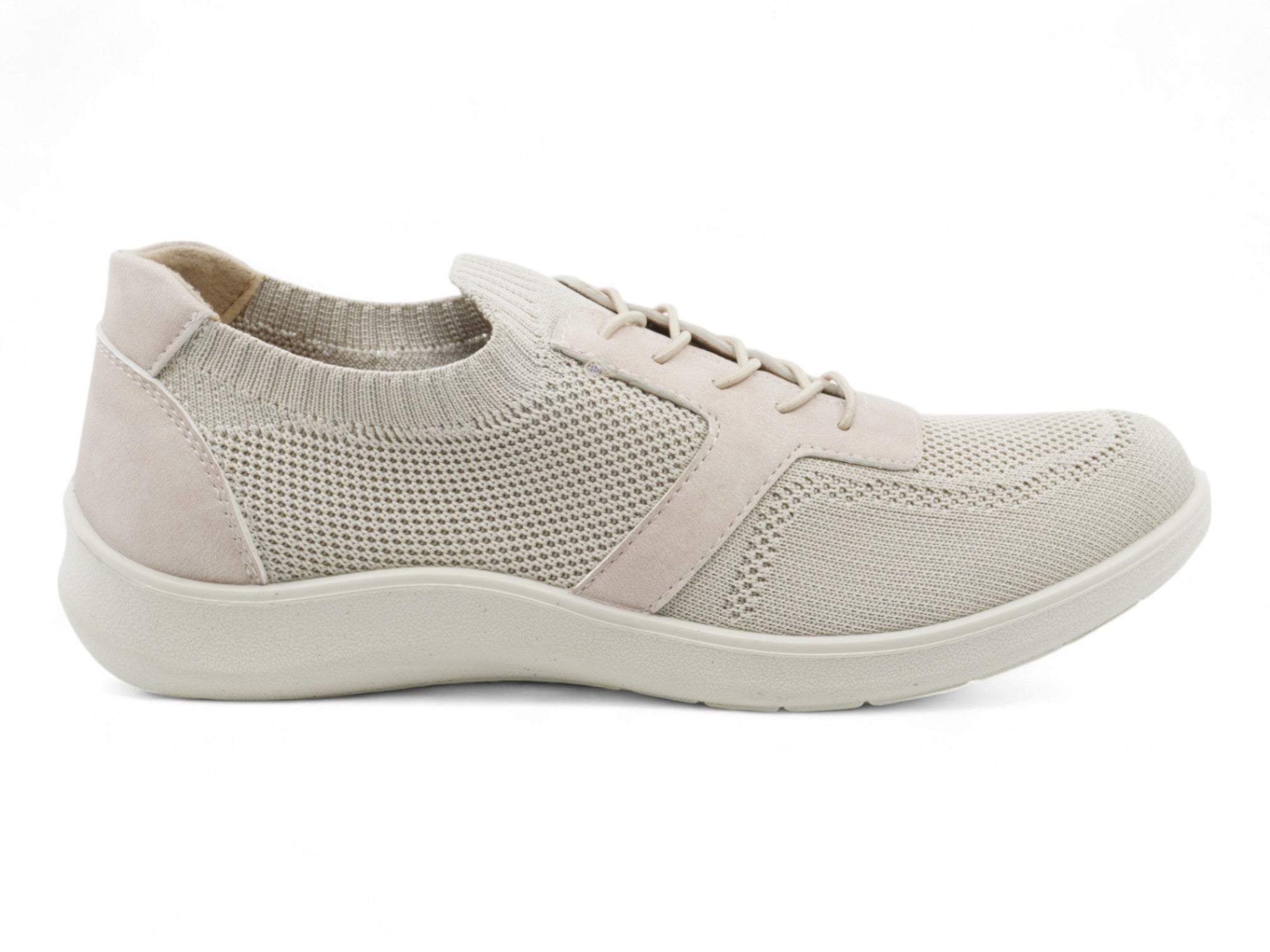 Women's Beige Flyknit Comfort Slip-On Sneaker