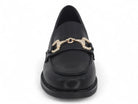 Women's Black Vegan Leather Buckle Loafer