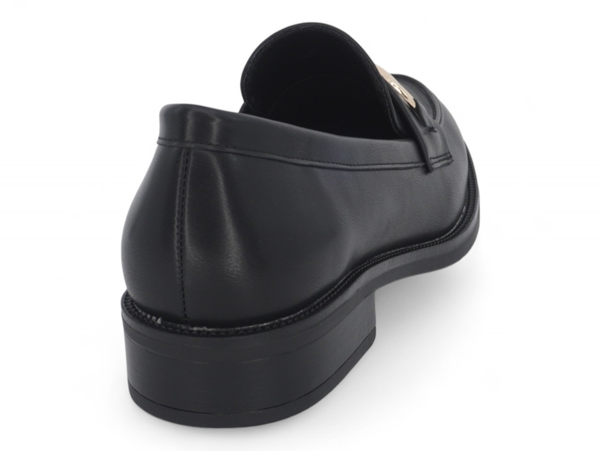 Women's Black Vegan Leather Buckle Loafer