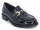 Women's Black Vegan Patent Leather Buckle Loafer