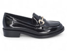 Women's Black Vegan Patent Leather Buckle Loafer