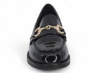 Women's Black Vegan Patent Leather Buckle Loafer
