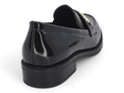 Women's Black Vegan Patent Leather Buckle Loafer