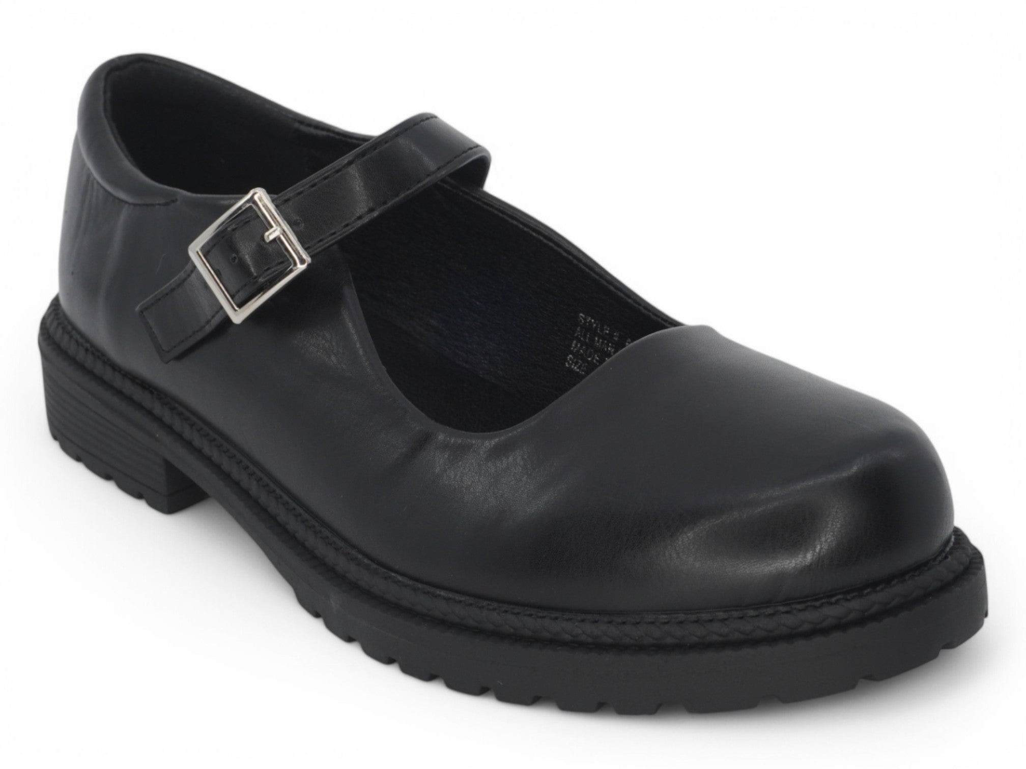 Women's Black Vegan Leather Platform Mary Jane