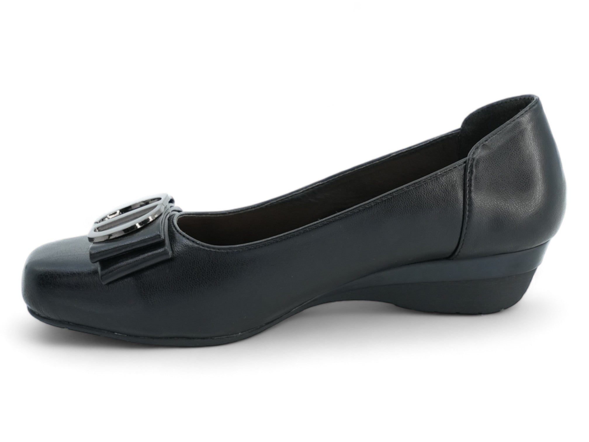 Women's Black Flora Wide Width Wedge