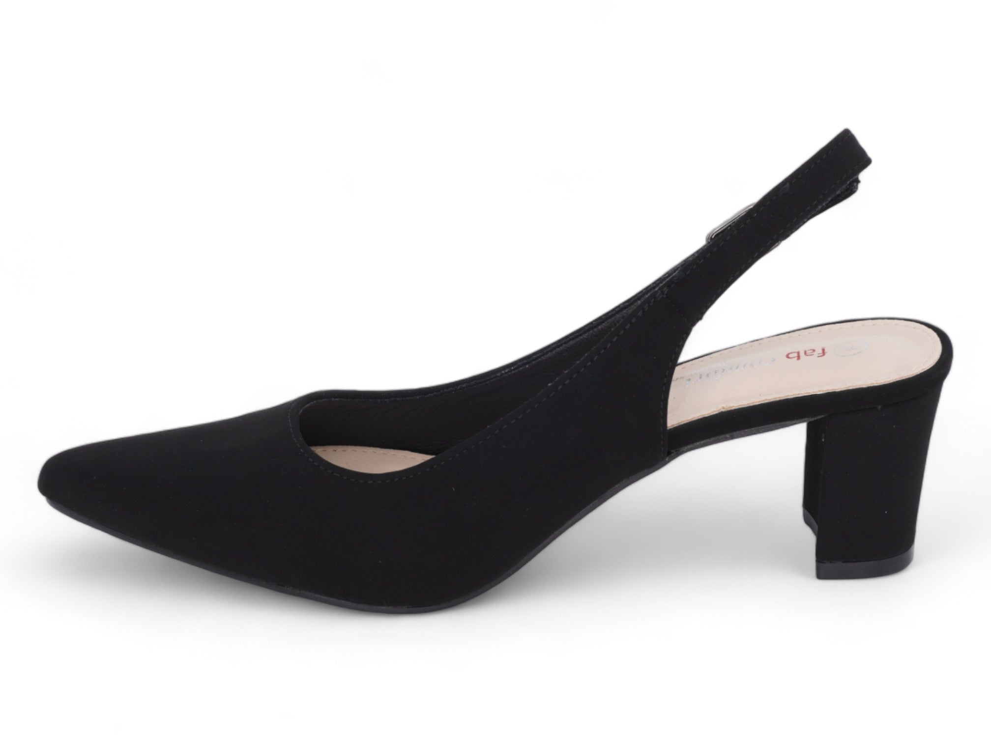 Women's Black Faux Suede Wide Width Heel