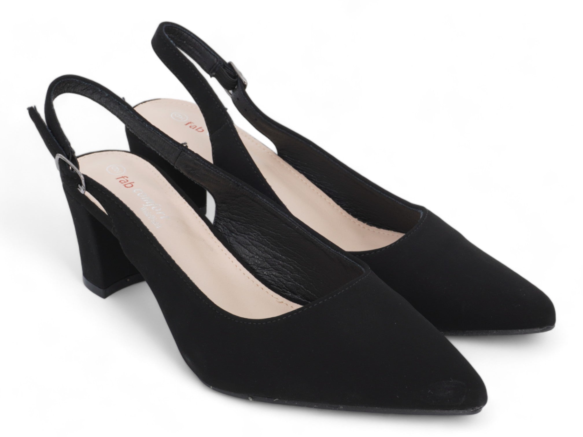 Women's Black Faux Suede Wide Width Heel