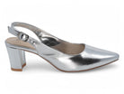 Women's Silver Vegan Leather Wide Width Heel
