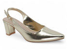 Women's Champagne Veagn Leather Wide Width Heel