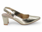 Women's Champagne Veagn Leather Wide Width Heel