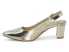 Women's Champagne Veagn Leather Wide Width Heel