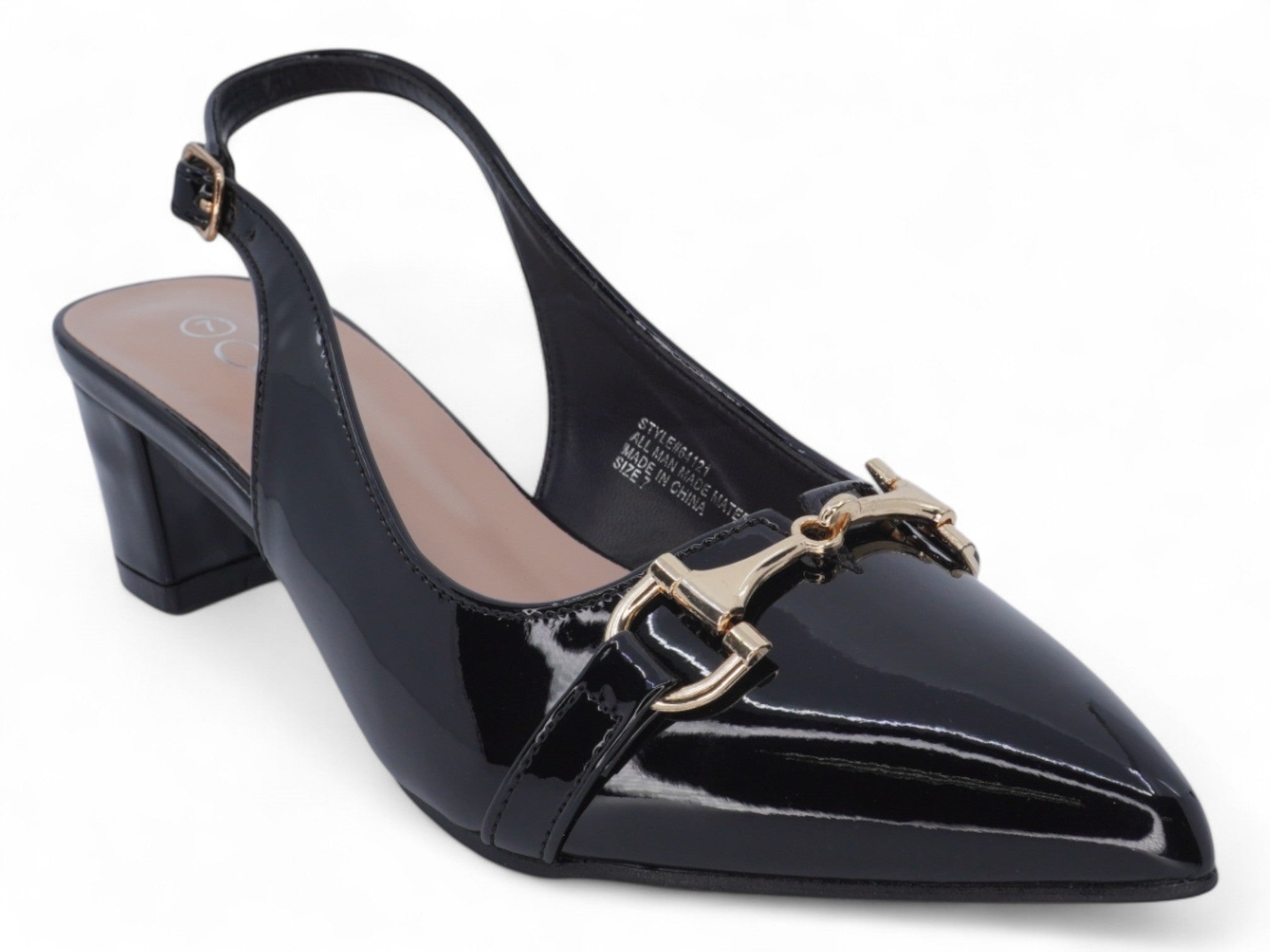Women's Black Patent Wide Width Sling Back