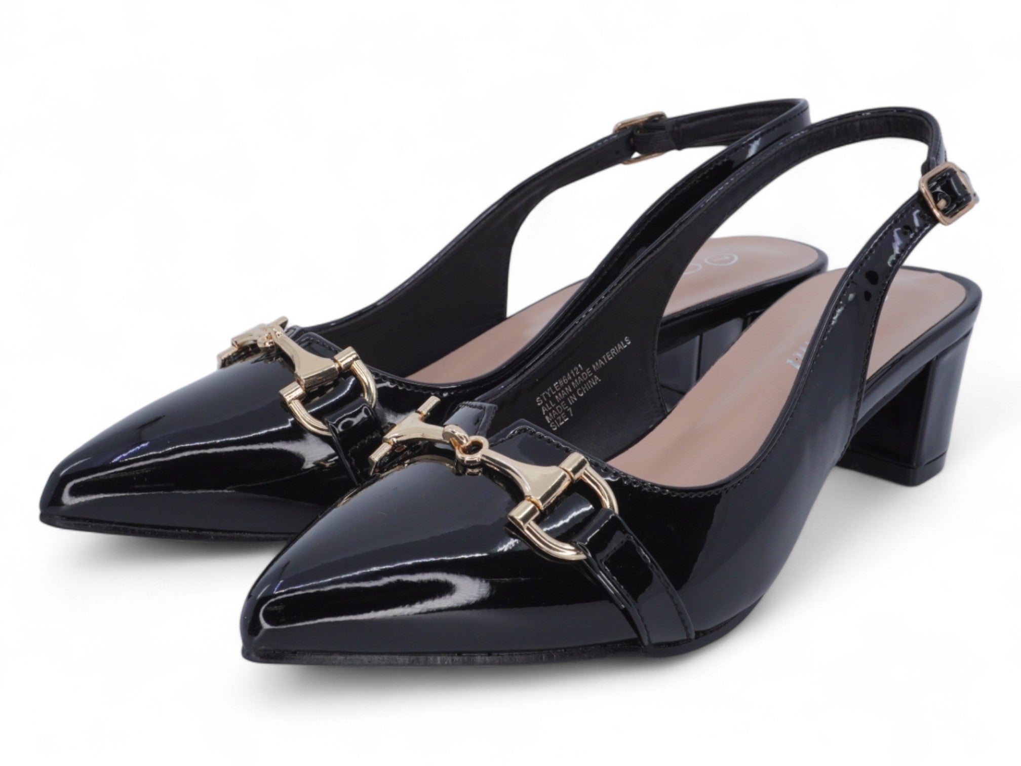 Women's Black Patent Wide Width Sling Back