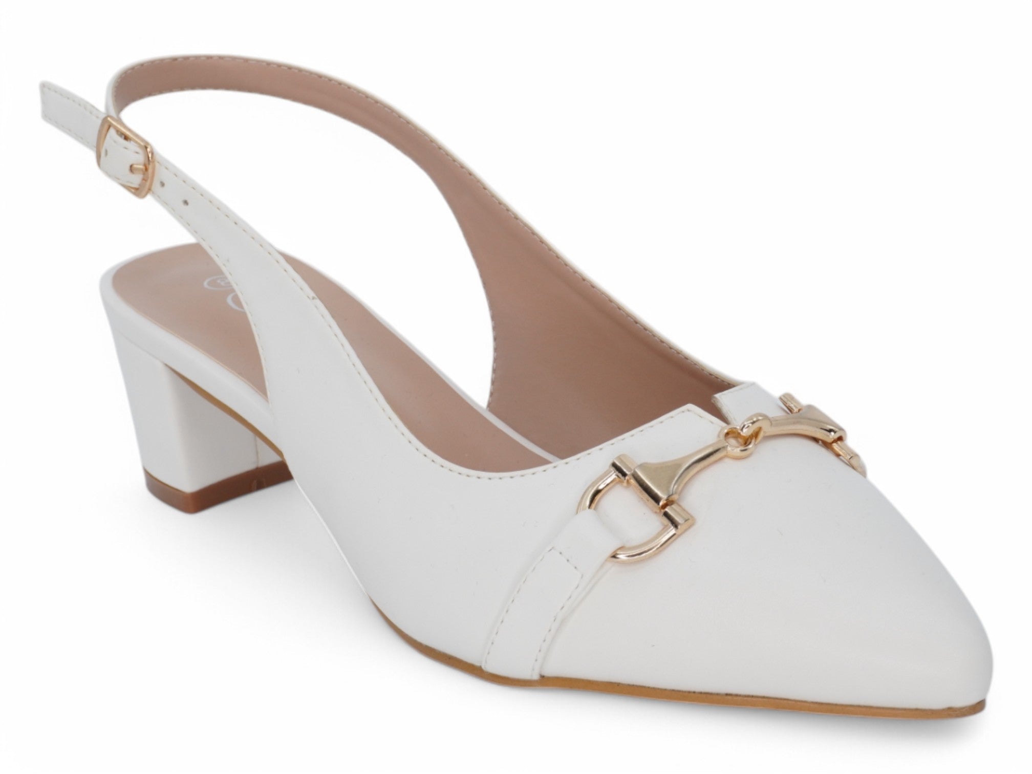 Women's White Vegan Leather Wide Width Sling Back