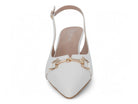 Women's White Vegan Leather Wide Width Sling Back