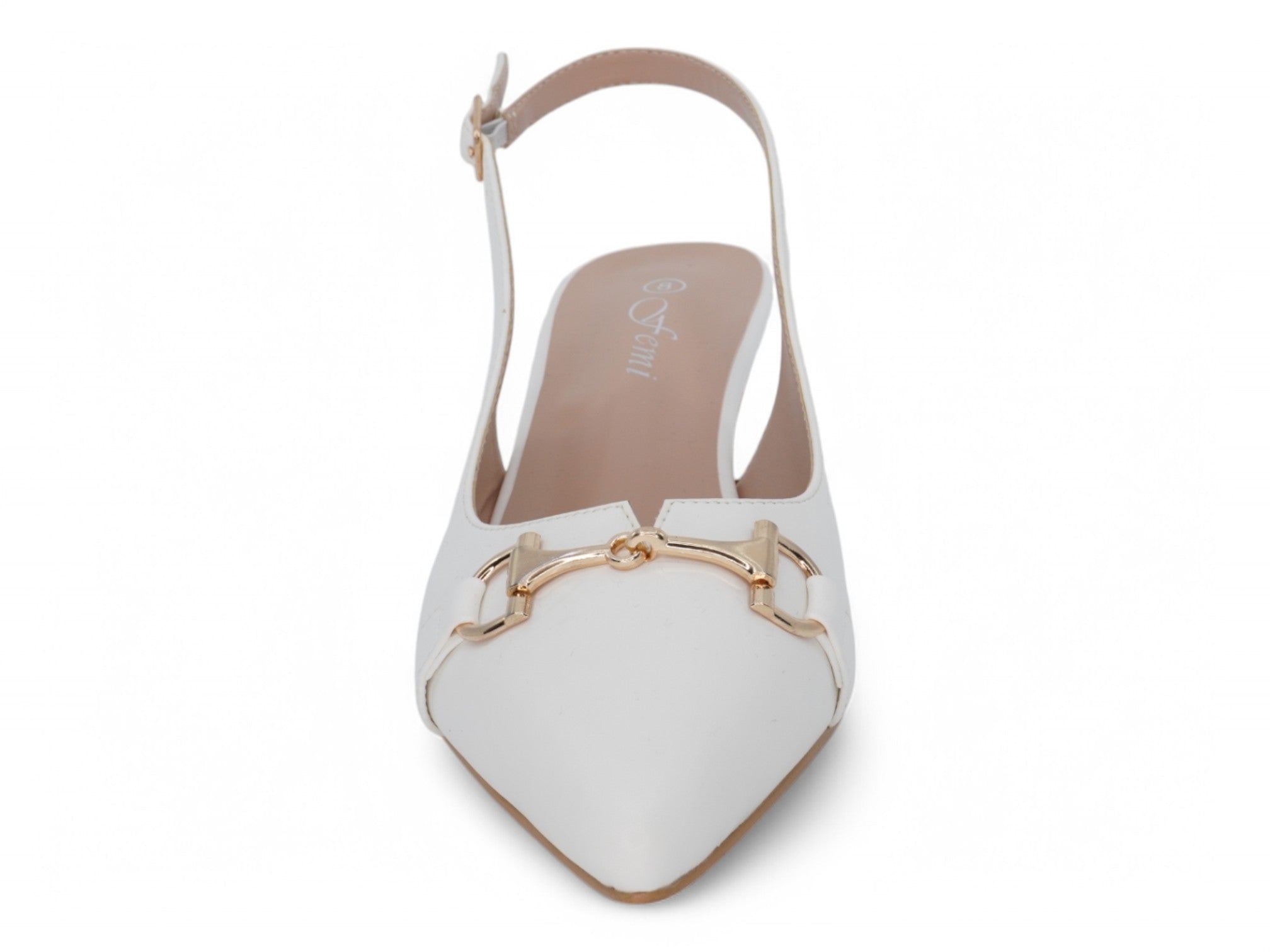 Women's White Vegan Leather Wide Width Sling Back