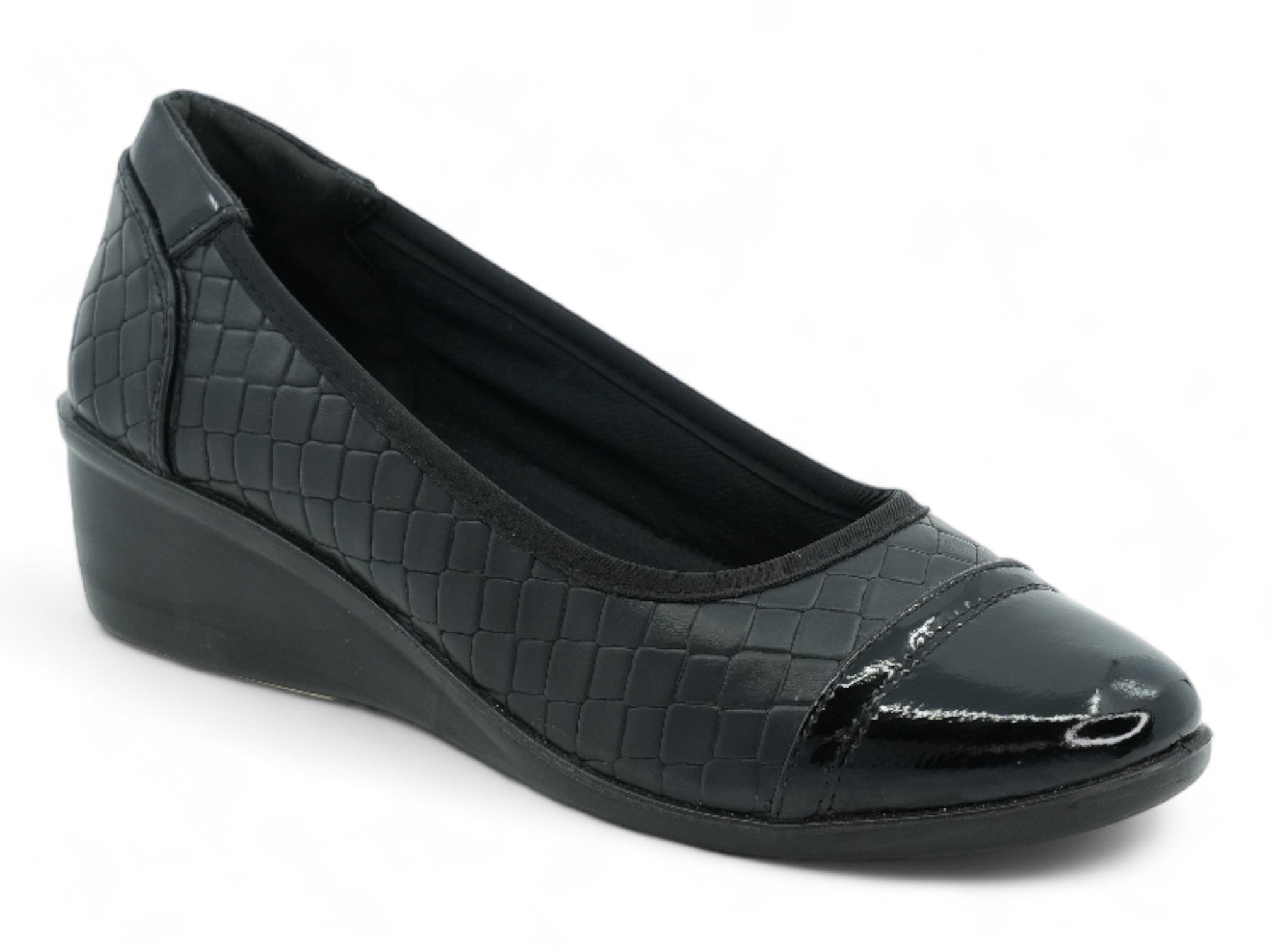 Women's Black Elora Wide Width Comfort Wedge