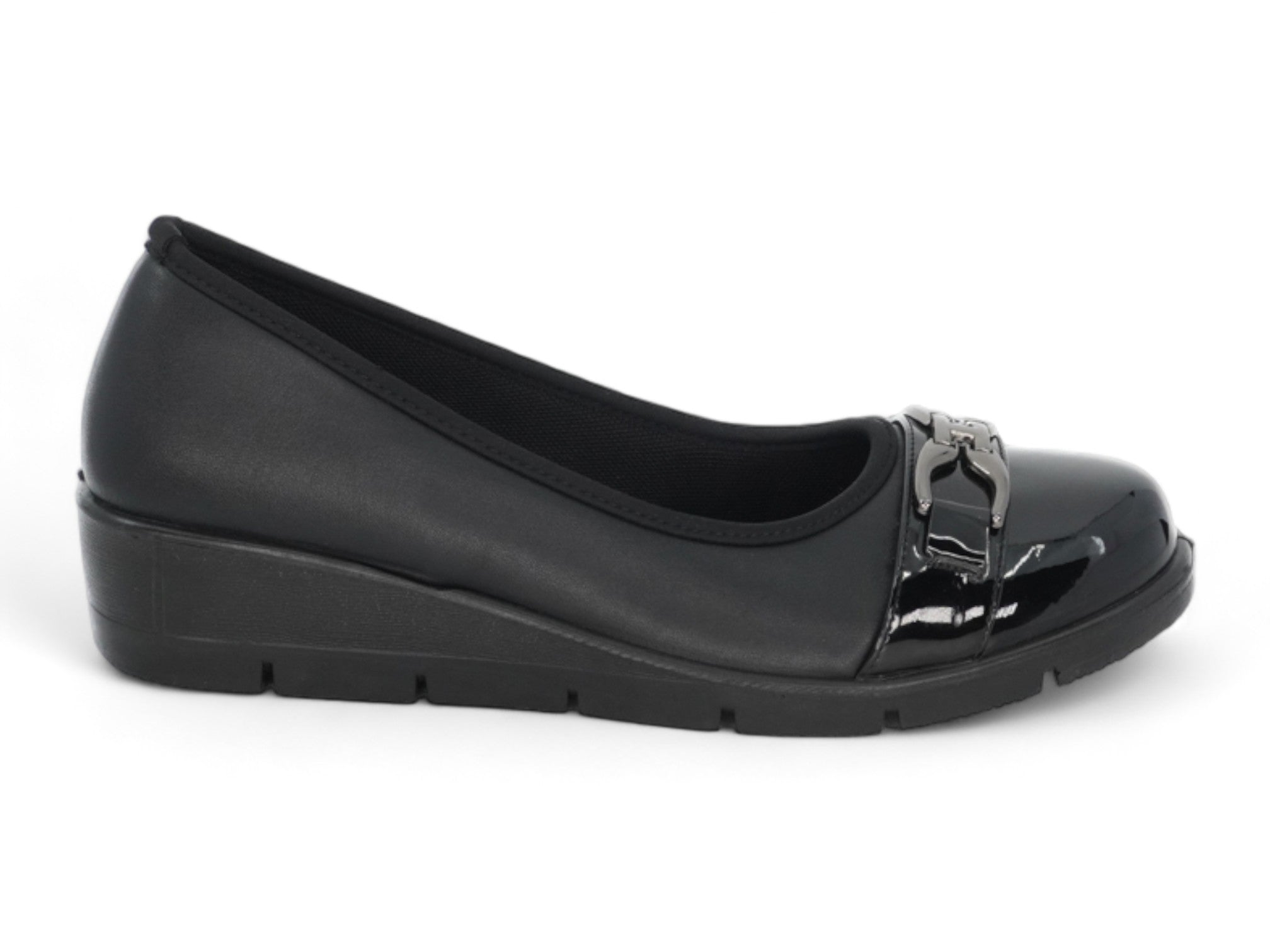 Women's Black Raya Wide Width Comfort Wedge