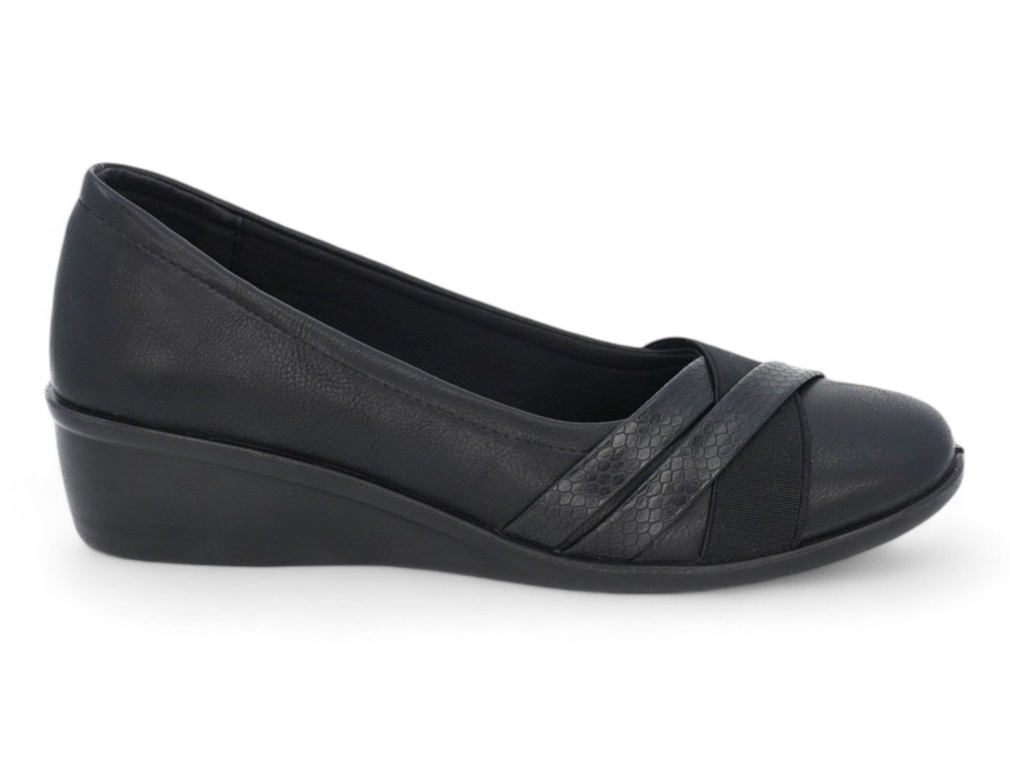 Women's Black Rebecca Wide Width Wedge