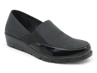 Women's Black Lycra & Patent Comfort Wedge