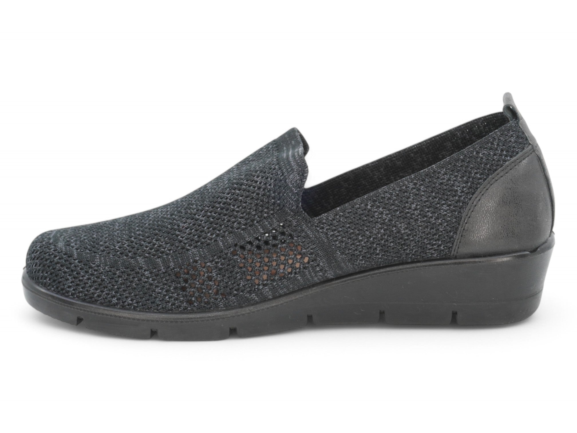 Women's Black Heathered Wide Width Wedge