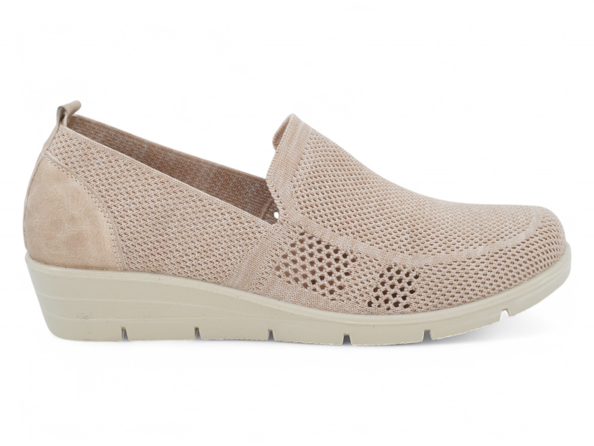 Women's Beige Heathered Wide Width Wedge