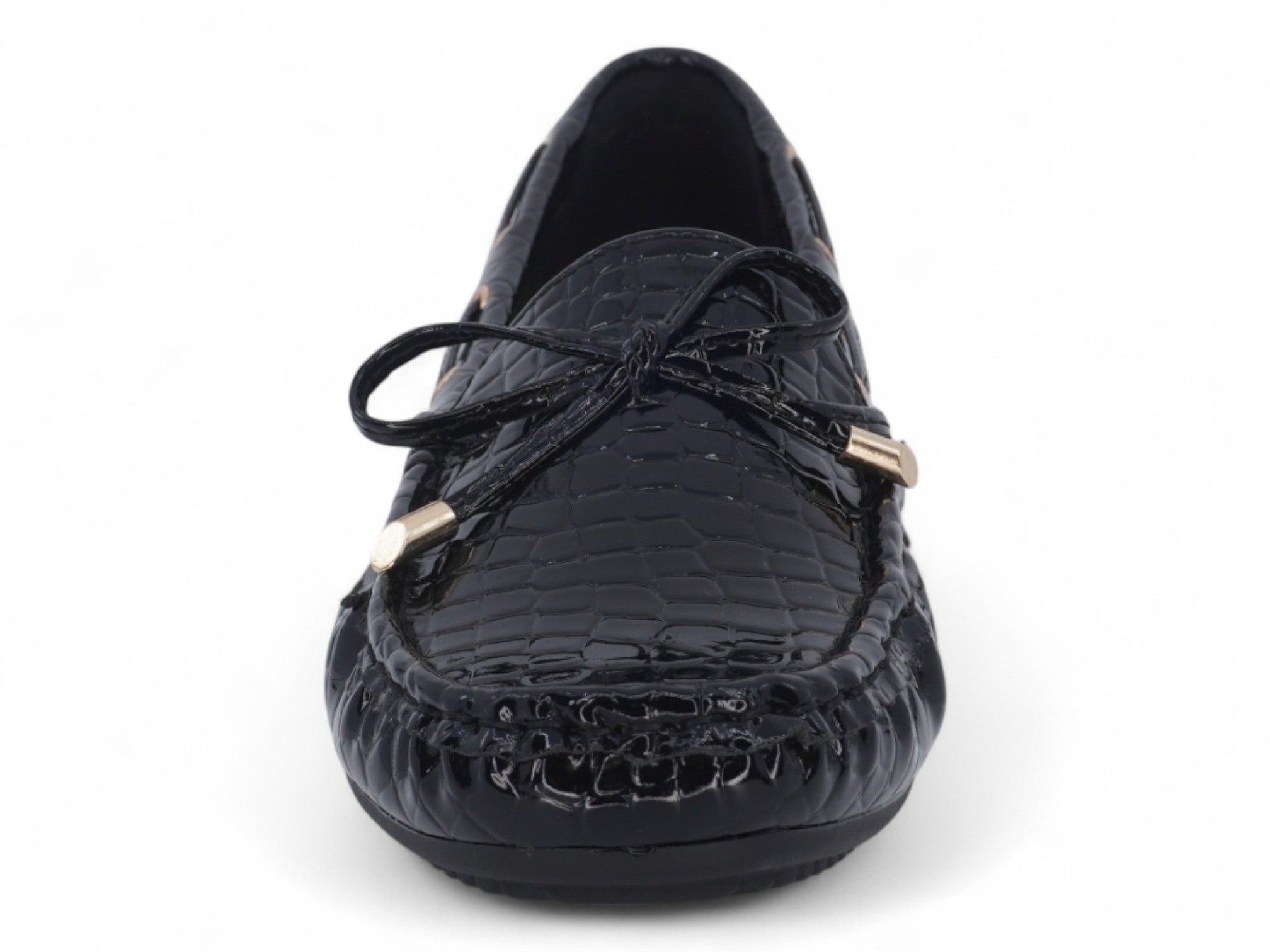 Women's Black Crocodile Wide Width Loafer