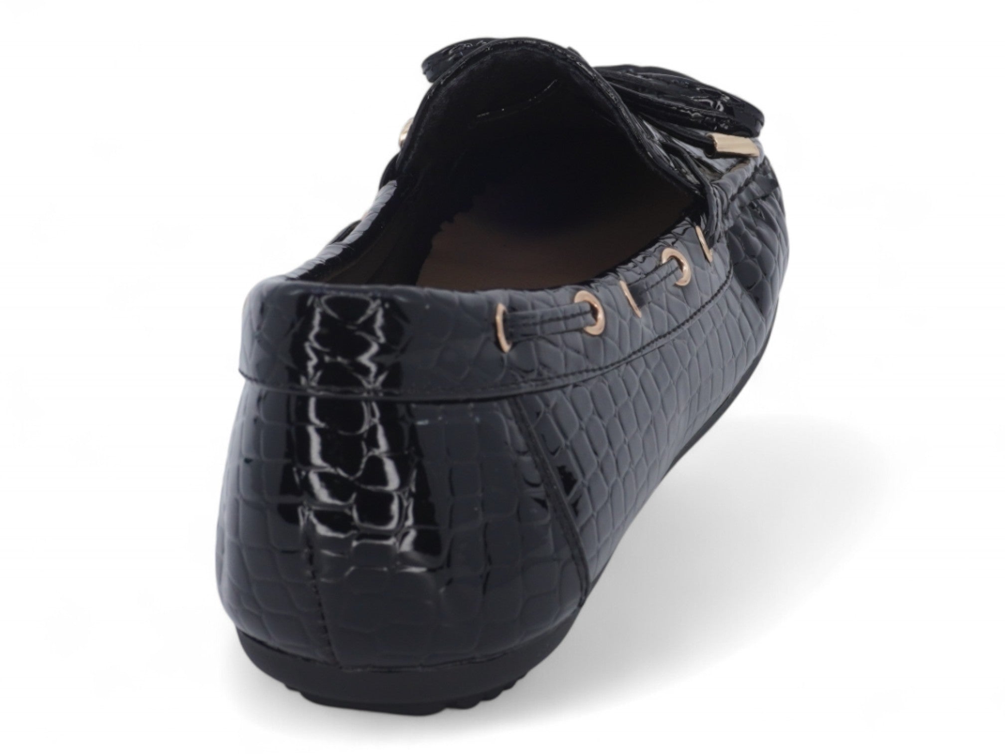 Women's Black Crocodile Wide Width Loafer