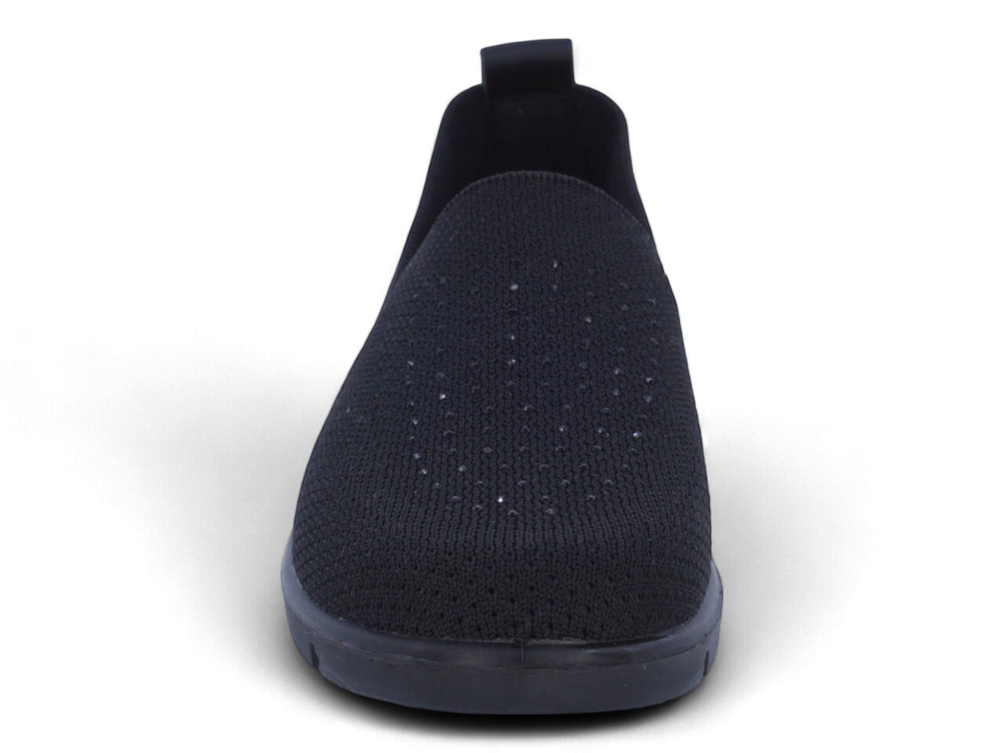 Women's Black Rhinestone Wide Width Wedge