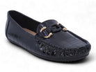 Women's Black Crocodile Wide Width Moccasin