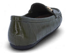 Women's Olive Crocodile Wide Width Moccasin