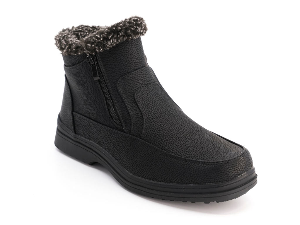 Men's Black Fur Lined Zipper Boot