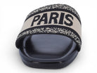 Women's Black & Beige Elastic Paris Flat Sandal