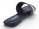 Women's Black & Beige Elastic Paris Flat Sandal