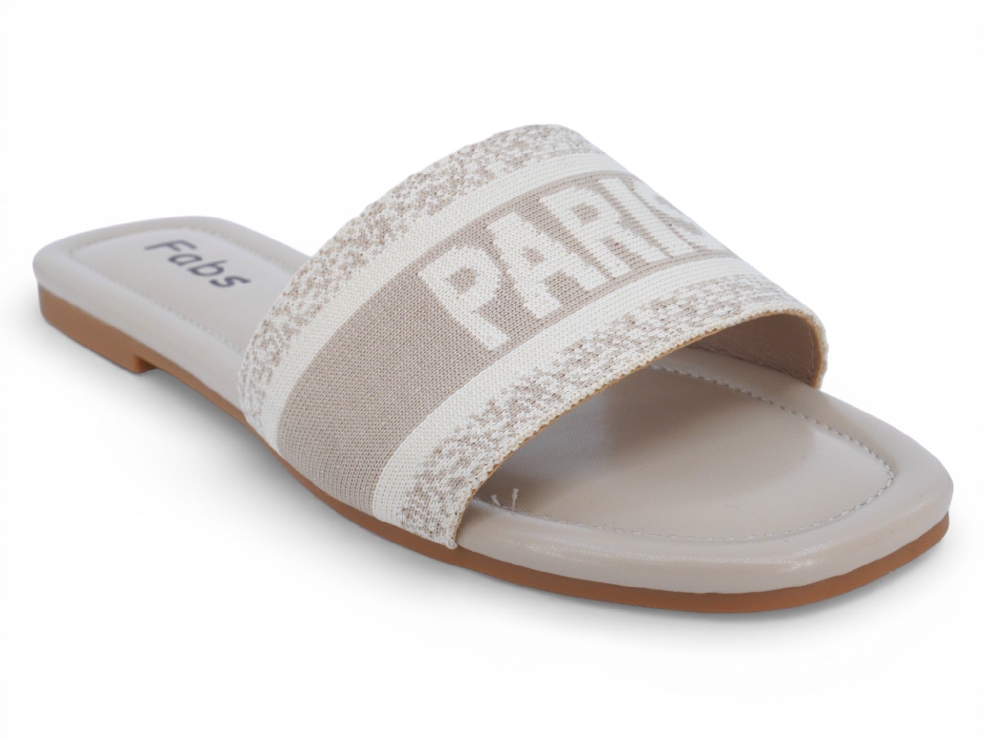 Women's Beige & Ivory Elastic Paris Flat Sandal