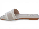 Women's Beige & Ivory Elastic Paris Flat Sandal